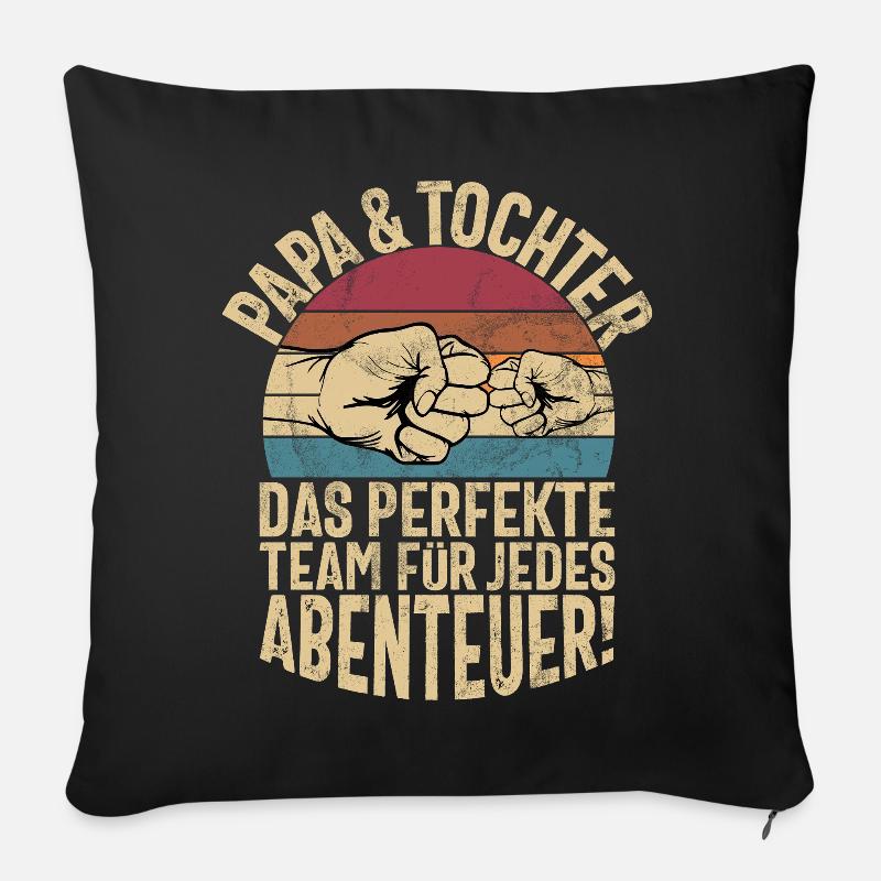 Papa Tochter Vatertag Vaterschaft Elternteil - Sofakissen mit Füllung 45 x 45 cm - Schwarz