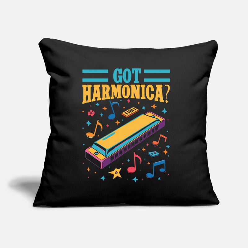 Funny Harmonica Player Got Harmonica Sofakissen mit Füllung 45 x 45 cm