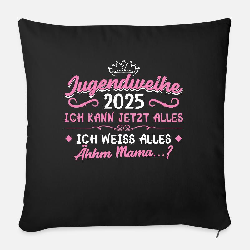 Jugendweihe 2025 Mädchen Junge - Sofakissen mit Füllung 45 x 45 cm - Schwarz