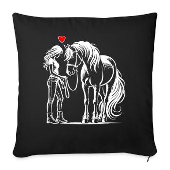 Équitation Sports équestres Cavaliers Amoureux des chevaux - Coussin et housse de 45 x 45 cm - noir - Devant