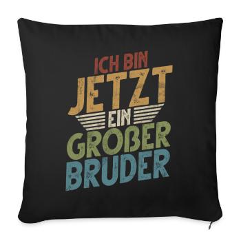 Grand frère Amoureux des bébés Frère aîné - Coussin et housse de 45 x 45 cm - noir - Devant
