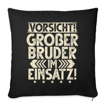 Grand frère Amoureux des bébés Frère aîné - Coussin et housse de 45 x 45 cm - noir - Devant