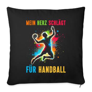 Amateurs de handball Joueurs de sport de handball - Coussin et housse de 45 x 45 cm - noir - Devant