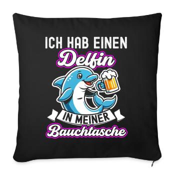 Dauphin dans mon sac banane Majorque drôle - Coussin et housse de 45 x 45 cm - noir - Devant