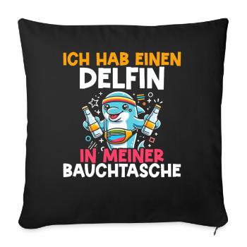 Dauphin dans mon sac banane Majorque drôle - Coussin et housse de 45 x 45 cm - noir - Devant