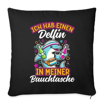 Dauphin dans mon sac banane Majorque drôle - Coussin et housse de 45 x 45 cm - noir - Devant