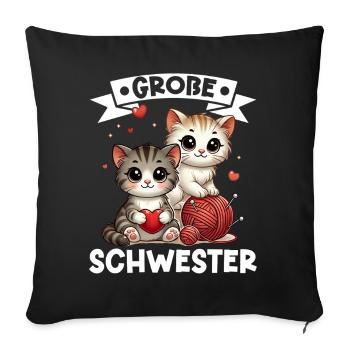 Große Schwester Katze Älteres Geschwisterkind - Sofakissen mit Füllung 45 x 45 cm - Schwarz - Vorne