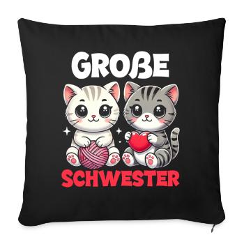 Große Schwester Katze Älteres Geschwisterkind - Sofakissen mit Füllung 45 x 45 cm - Schwarz - Vorne