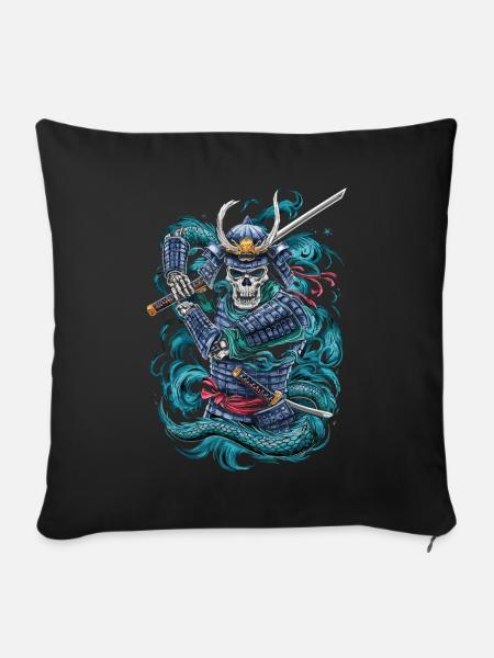 Geisterhafter Samurai-Krieger - Sofakissen mit Füllung 45 x 45 cm - Schwarz