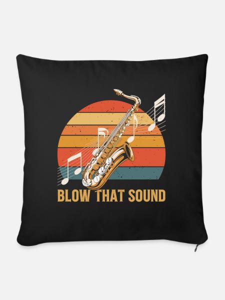 Saxophon Soundpower - Sofakissen mit Füllung 45 x 45 cm - Schwarz