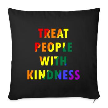 Treat People With Kindness Rainbow LGBTQ - Sofa pillow with filling 45cm x 45cm - black - Front