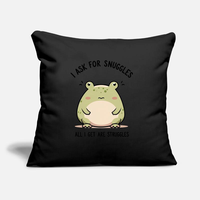 Trauriger Frosch – Kuscheln oder Kämpfen? Sofakissen mit Füllung 45 x 45 cm
