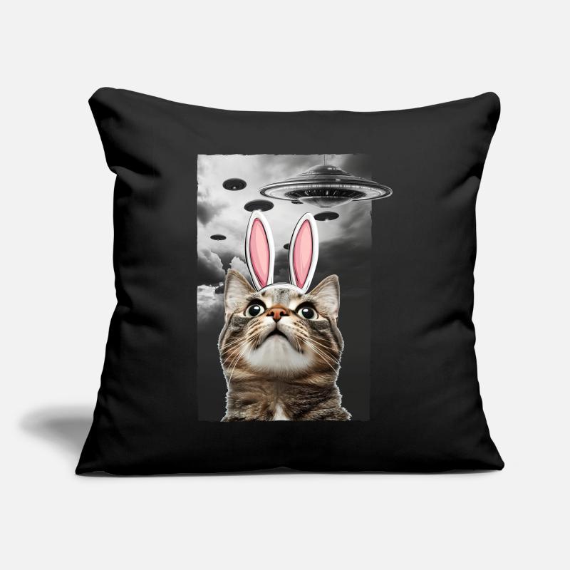 Cute Easter Bunny Cat Meme Alien Space UFO Sofa pillow with filling 45cm x 45cm