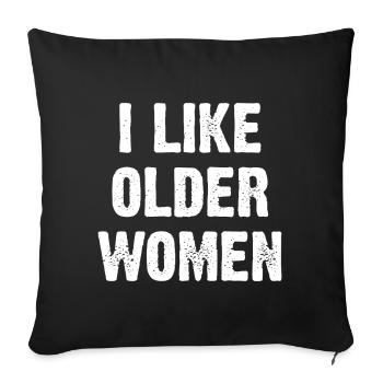 J’aime les femmes plus âgées - Coussin et housse de 45 x 45 cm - noir - Devant