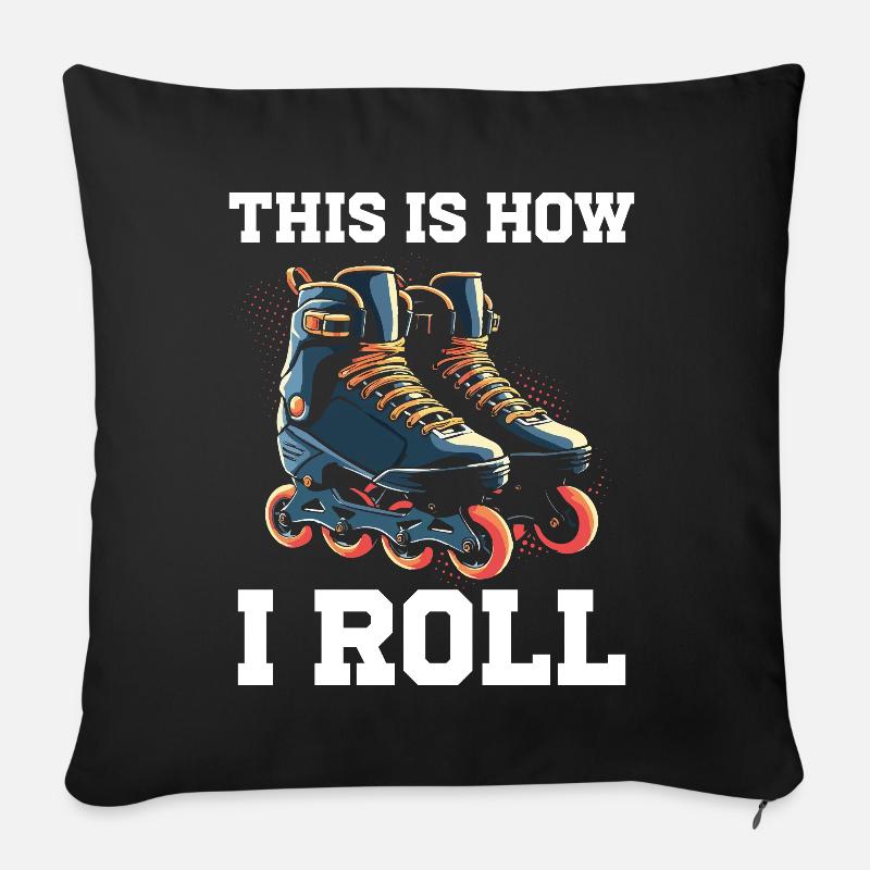 Inline Skating Rollerblading Inline Skates - Sofakissen mit Füllung 45 x 45 cm - Schwarz