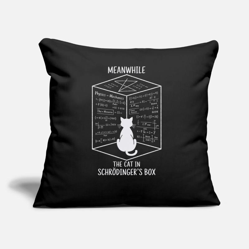 Die Katze in Schrödingers Box – Quantenspaß Sofakissen mit Füllung 45 x 45 cm