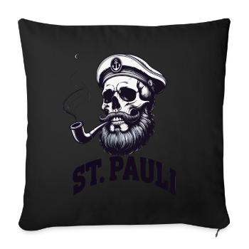St.Pauli Kiez Hamburg Totenkopf Sankt Pauli - Coussin et housse de 45 x 45 cm - noir - Devant