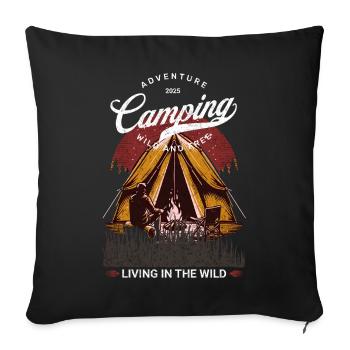 Camping wild and free Outdoor nature camping - Sofa pillow with filling 45cm x 45cm - black - Front