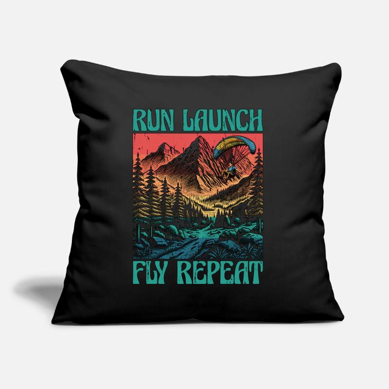 Paragliding Run Launch Fly Repeat Paramotoring Sofa pillow with filling 45cm x 45cm