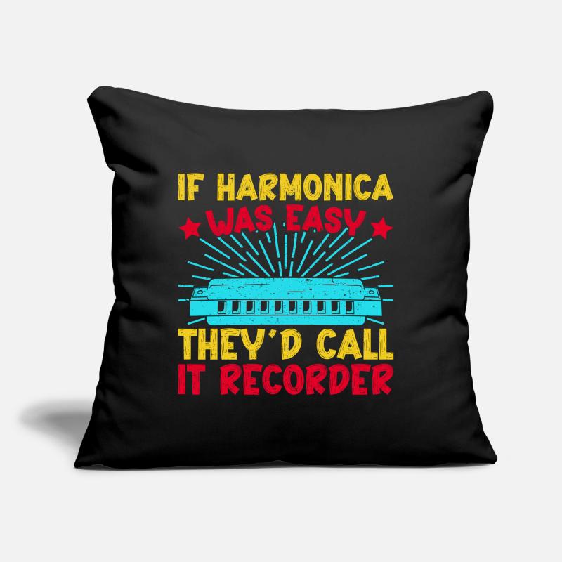 Funny Harmonica Player Was Easy They Call Recorder Sofakissen mit Füllung 45 x 45 cm