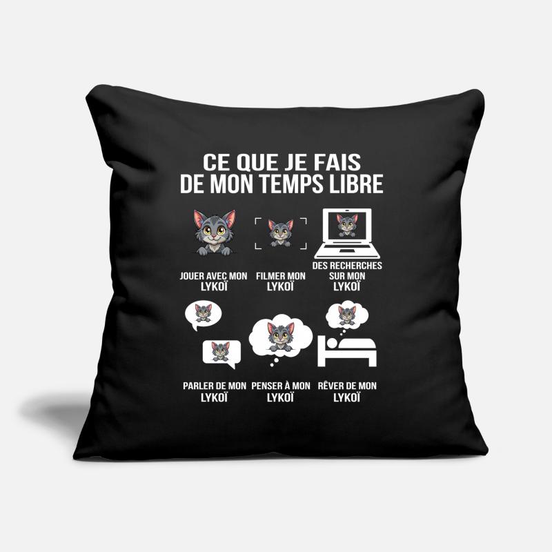 Ce que je fais de mon temps libre Lykoi Coussin et housse de 45 x 45 cm