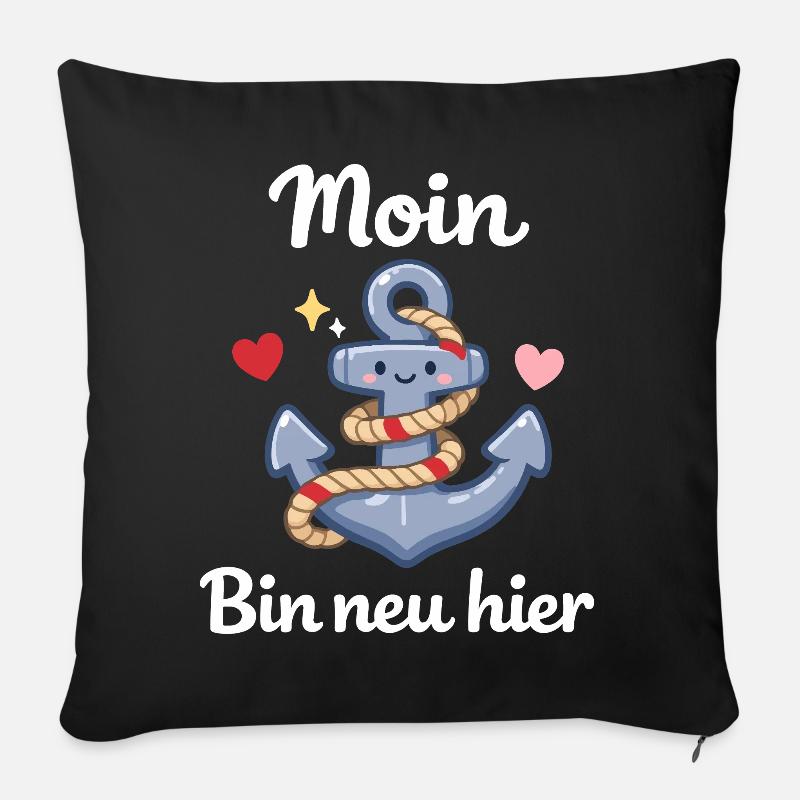 Moin Bin Neu Hier Geburt Baby Geschenk - Sofakissen mit Füllung 45 x 45 cm - Schwarz