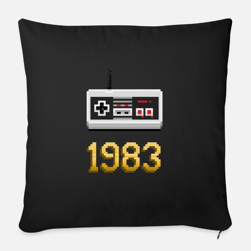 1983 [Pixel Art] - Sofakissen mit Füllung 45 x 45 cm - Schwarz