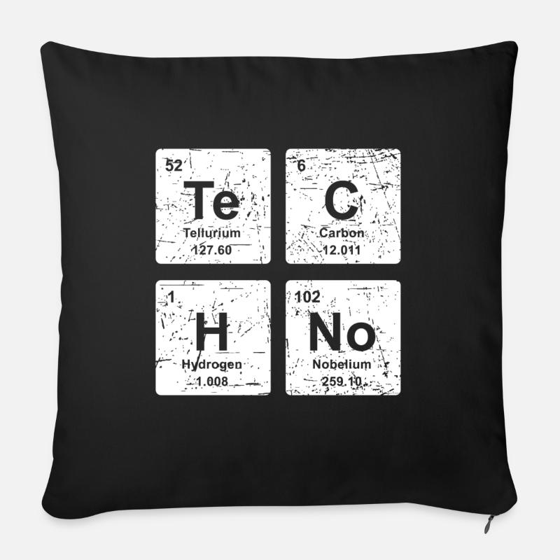 Techno - shirt chimie drôle - éléments vintage - Coussin et housse de 45 x 45 cm - noir