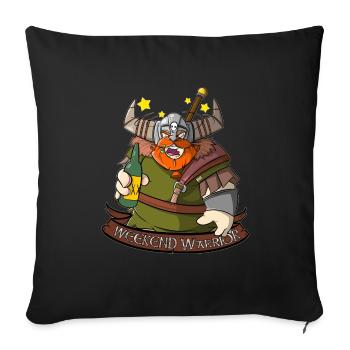 Weekend Warrior - Wikinger mit Bier am Wochenende - Sofakissen mit Füllung 45 x 45 cm - Schwarz - Vorne