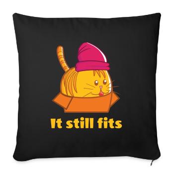 It Still Fits - Dicke Katze in Karton - Sofakissen mit Füllung 45 x 45 cm - Schwarz - Vorne