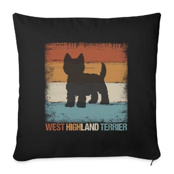Cadeau pour chien Westie West Highland Terrier - Coussin et housse de 45 x 45 cm - noir - Devant