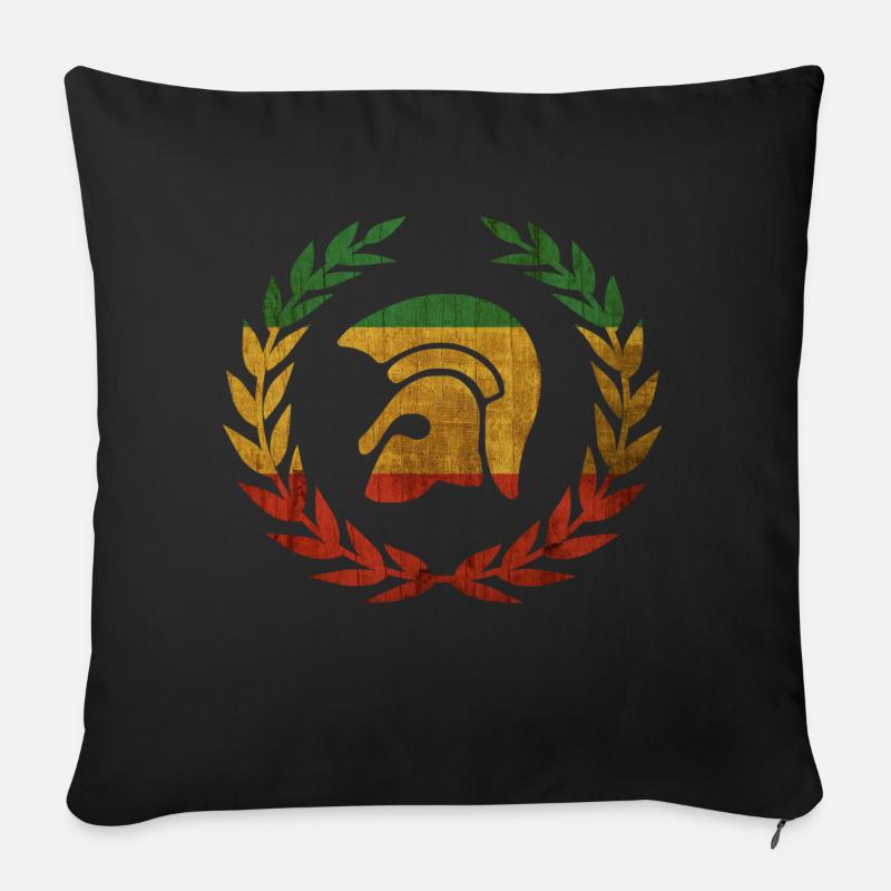 Trojanischer Helm im Lorbeerkranz - Sofakissen mit Füllung 45 x 45 cm - Schwarz