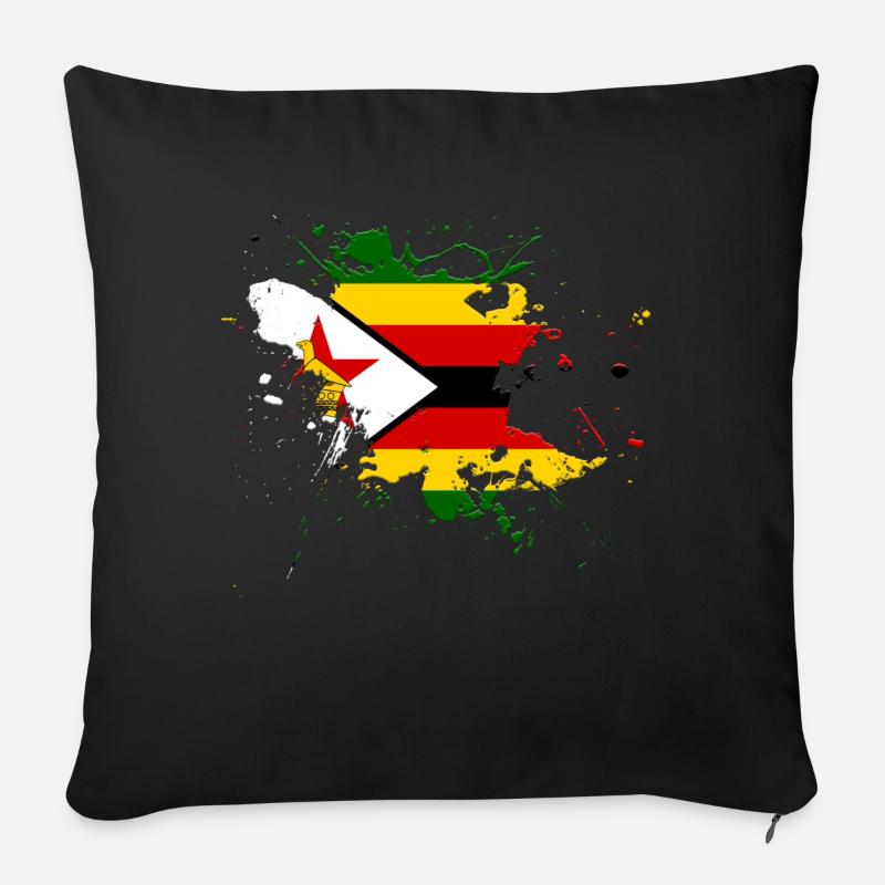 Simbabwe Flagge als Farbklecks - Sofakissen mit Füllung 45 x 45 cm - Schwarz