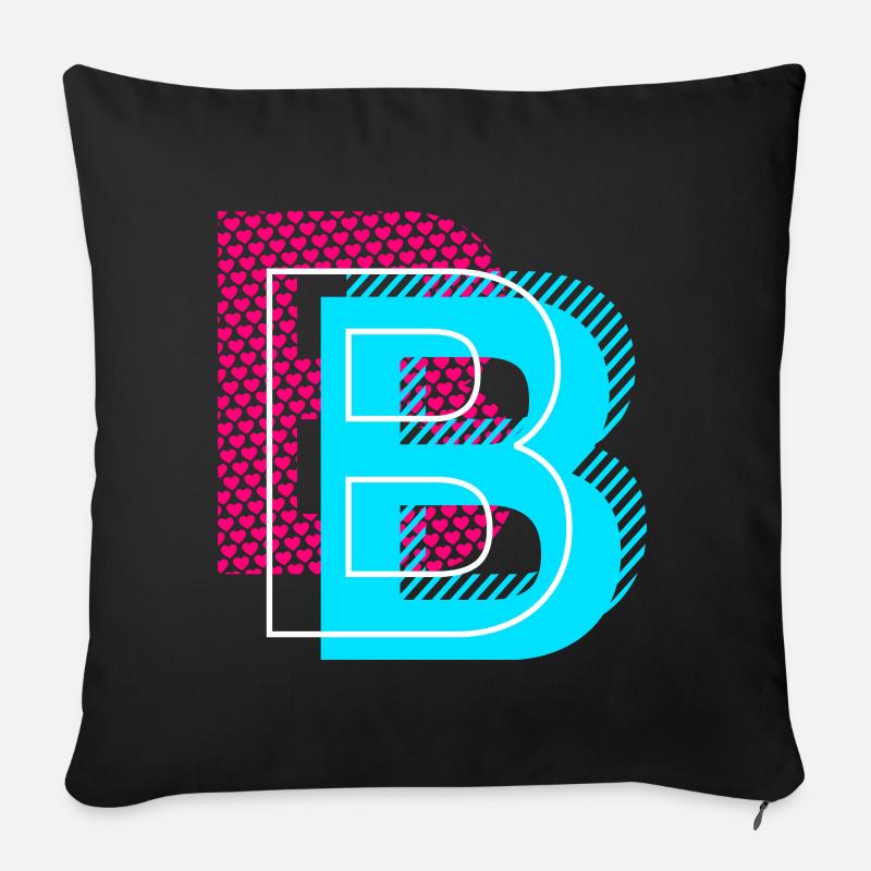 Anfangsbuchstabe B - Sofakissen mit Füllung 45 x 45 cm - Schwarz