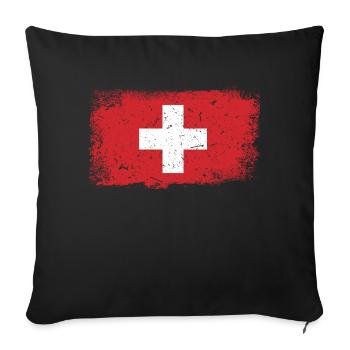 Schweiz Flagge - Sofakissen mit Füllung 45 x 45 cm - Schwarz - Vorne