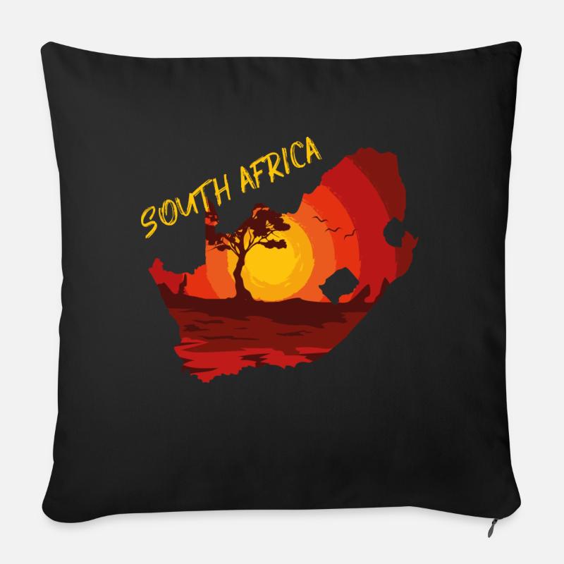 Afrique du Sud - Coussin et housse de 45 x 45 cm - noir