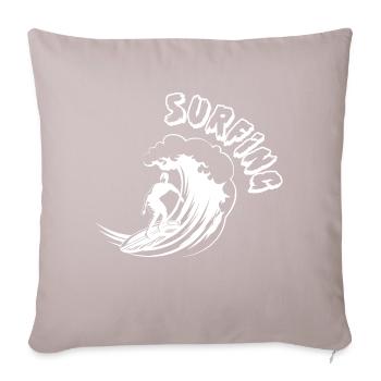 Vague Surf Surf Surf Surf Surfer - Coussin et housse de 45 x 45 cm - taupe clair - Devant