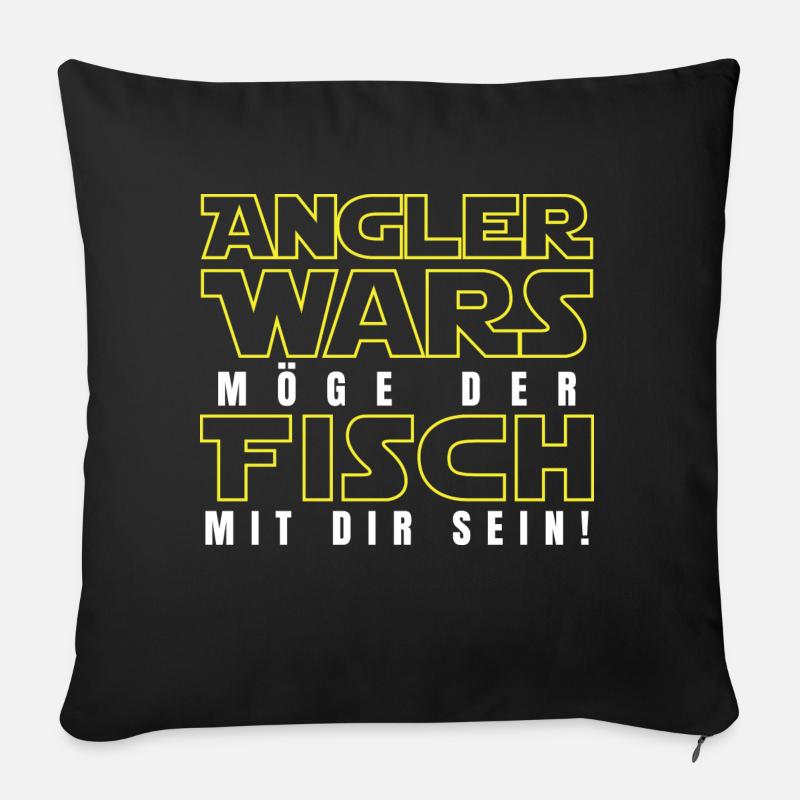 Angler Wars Möge der Fisch mit dir sein - Sofakissen mit Füllung 45 x 45 cm - Schwarz