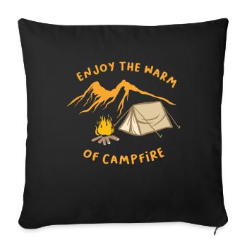 Profitez de la chaleur du feu de camp - Coussin et housse de 45 x 45 cm - noir - Devant