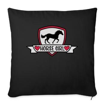 Conception de citation de fille de cheval - Coussin et housse de 45 x 45 cm - noir - Devant