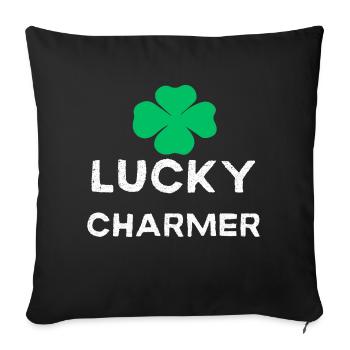 Vintage LUCKY CHARMER Shamrock design St Patricks - Sofa pillow with filling 45cm x 45cm - black - Front