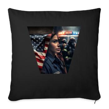 One common goal, dispatcher - Sofa pillow with filling 45cm x 45cm - black - Front
