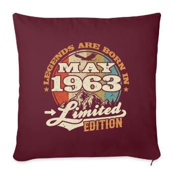 légende née en 1963 - 60 ans - Coussin et housse de 45 x 45 cm - bordeaux - Devant