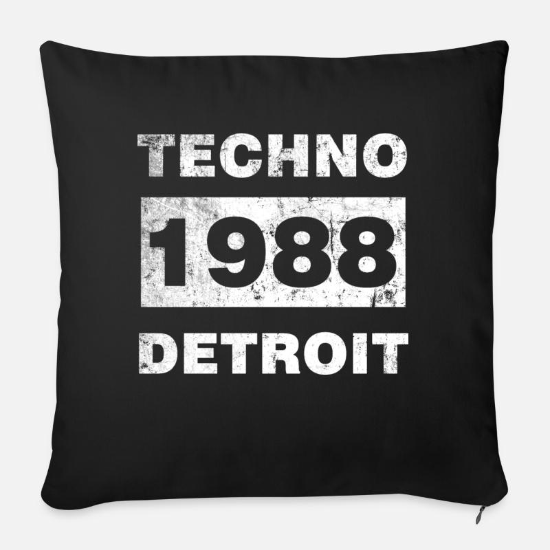 TECHNO MUSIK WEISS - Sofakissen mit Füllung 45 x 45 cm - Schwarz