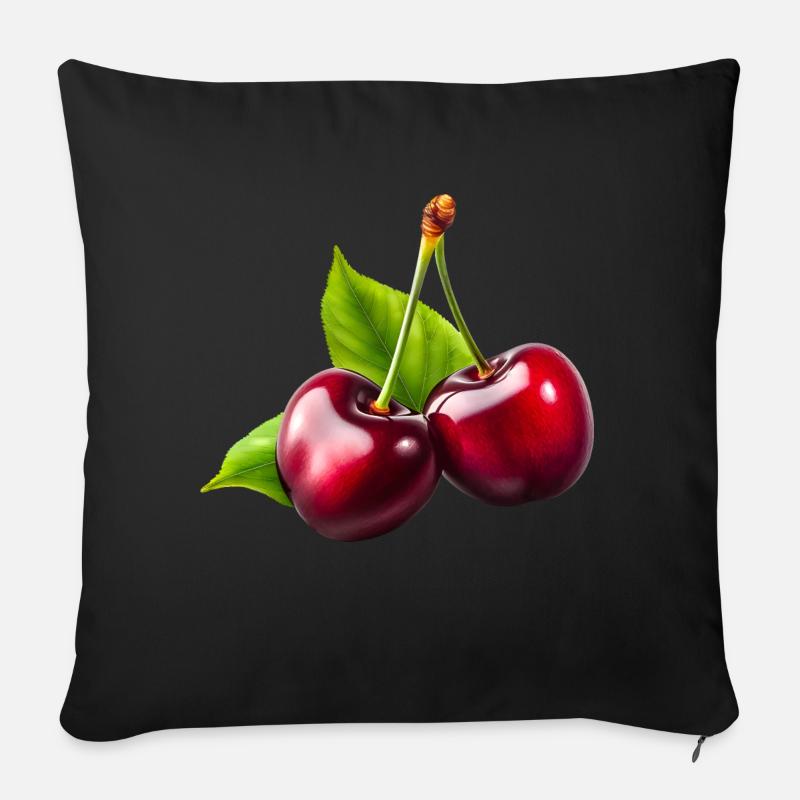 Kirschen - Sofakissen mit Füllung 45 x 45 cm - Schwarz
