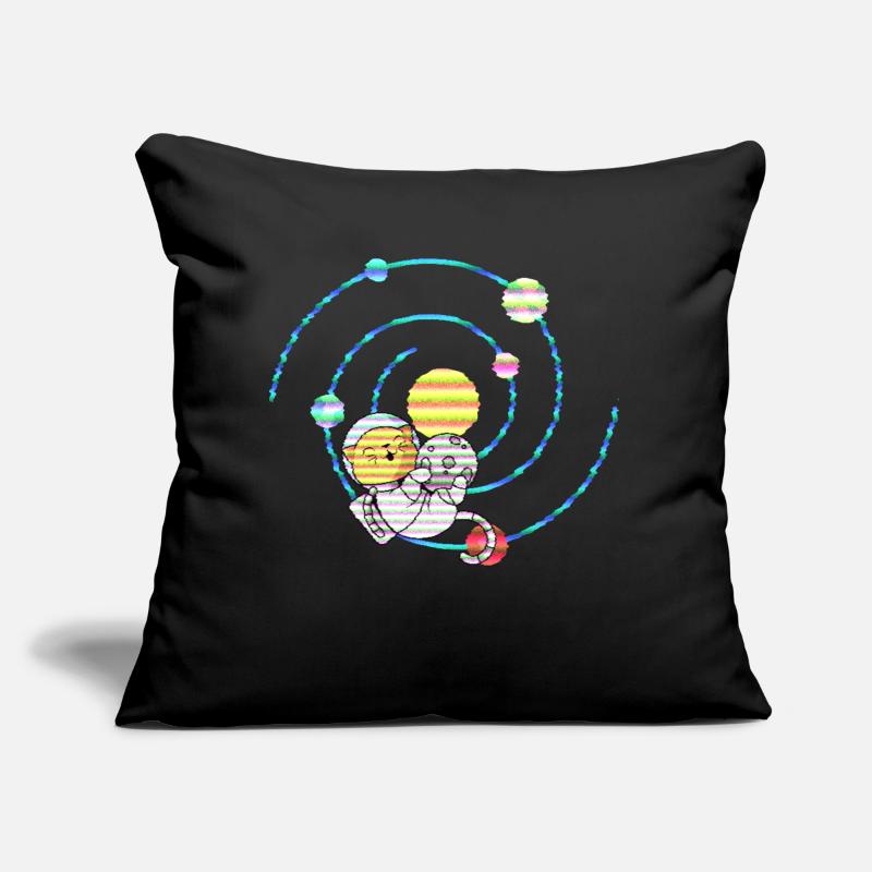 Chat spatial en orbite terrestre Coussin et housse de 45 x 45 cm