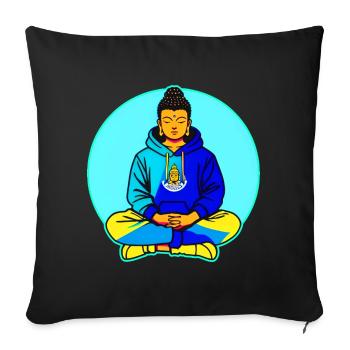 Bouddha en position de yoga avec sweat à capuche coloré - Coussin et housse de 45 x 45 cm - noir - Devant