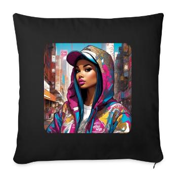 Cooles Girl Graffiti Hip Hop Rap Skater Musik - Sofakissen mit Füllung 45 x 45 cm - Schwarz - Vorne