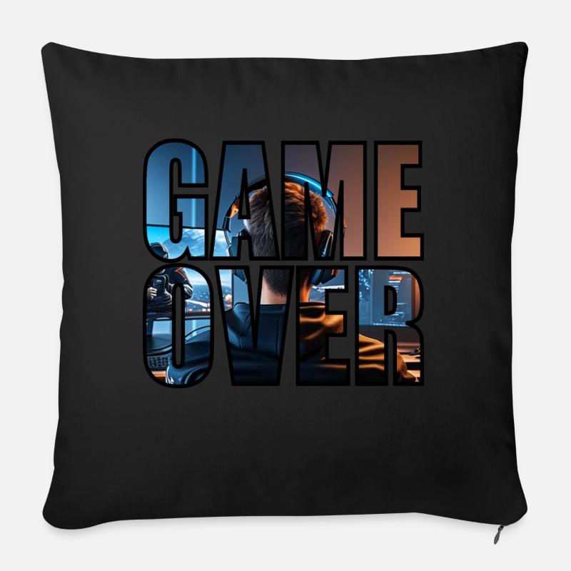 GAMEOVER - Coussin et housse de 45 x 45 cm - noir