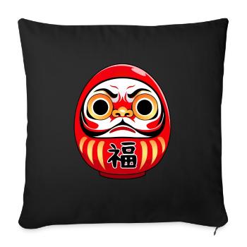 Daruma Doll - Anime Shirt - Sofakissen mit Füllung 45 x 45 cm - Schwarz - Vorne
